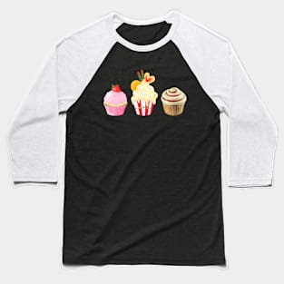 Watercolor Cupcakes Baseball T-Shirt